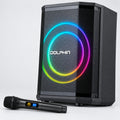 Dolphin SP-885RBT Rechargeable Portable Bluetooth Party Speakers, Tiltable, 3D LED Ring Light, TWS, Wireless Microphone, and Multiple Playback Options