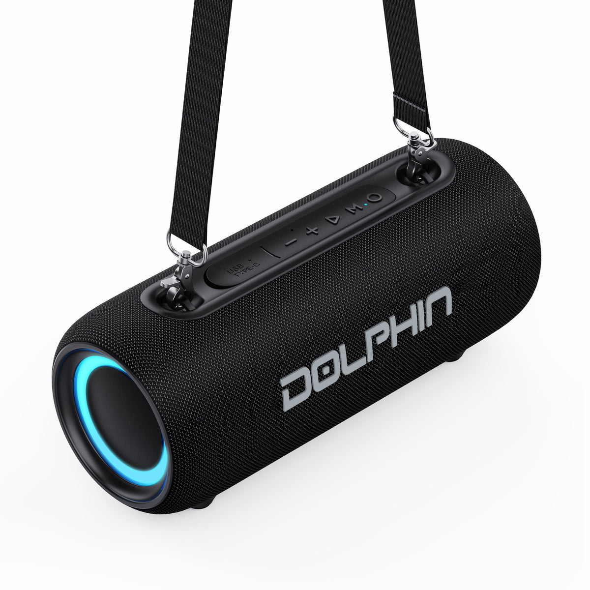 Dolphin Audio Lx-30 Lx-30 Water-resistant Portable Bluetooth Speakerphone With Rgb Lights And Shoulder Strap, Black