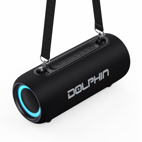 Dolphin Audio Lx-30 Lx-30 Water-resistant Portable Bluetooth Speakerphone With Rgb Lights And Shoulder Strap, Black