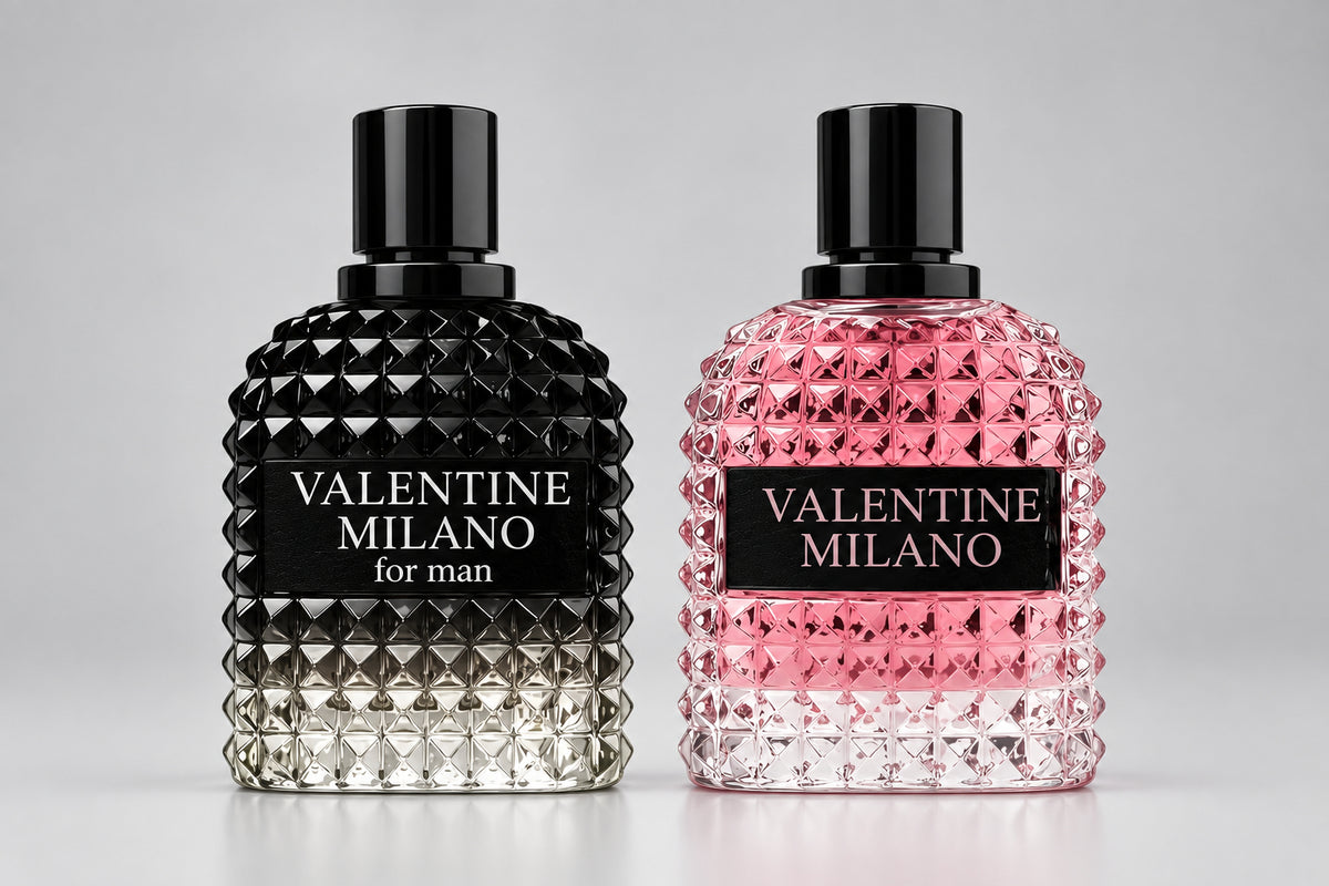 Valentine Milano Luxury Fragrance Set - Pink for Women, Black for Men