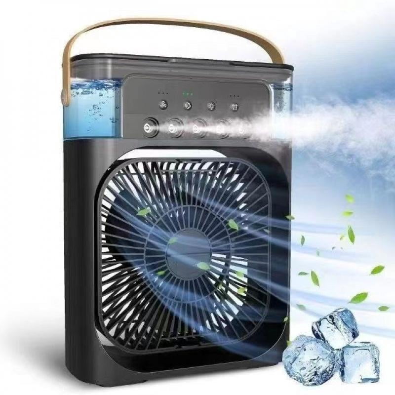 Multifunctional 3-in-1 Portable Air Cooler Humidifier Fan with LED Night Light -USB Mini Air Conditioner, 3 Fan Speeds, 3 Mist Levels, 7-Color LED, Low Noise, 600ML Water Tank