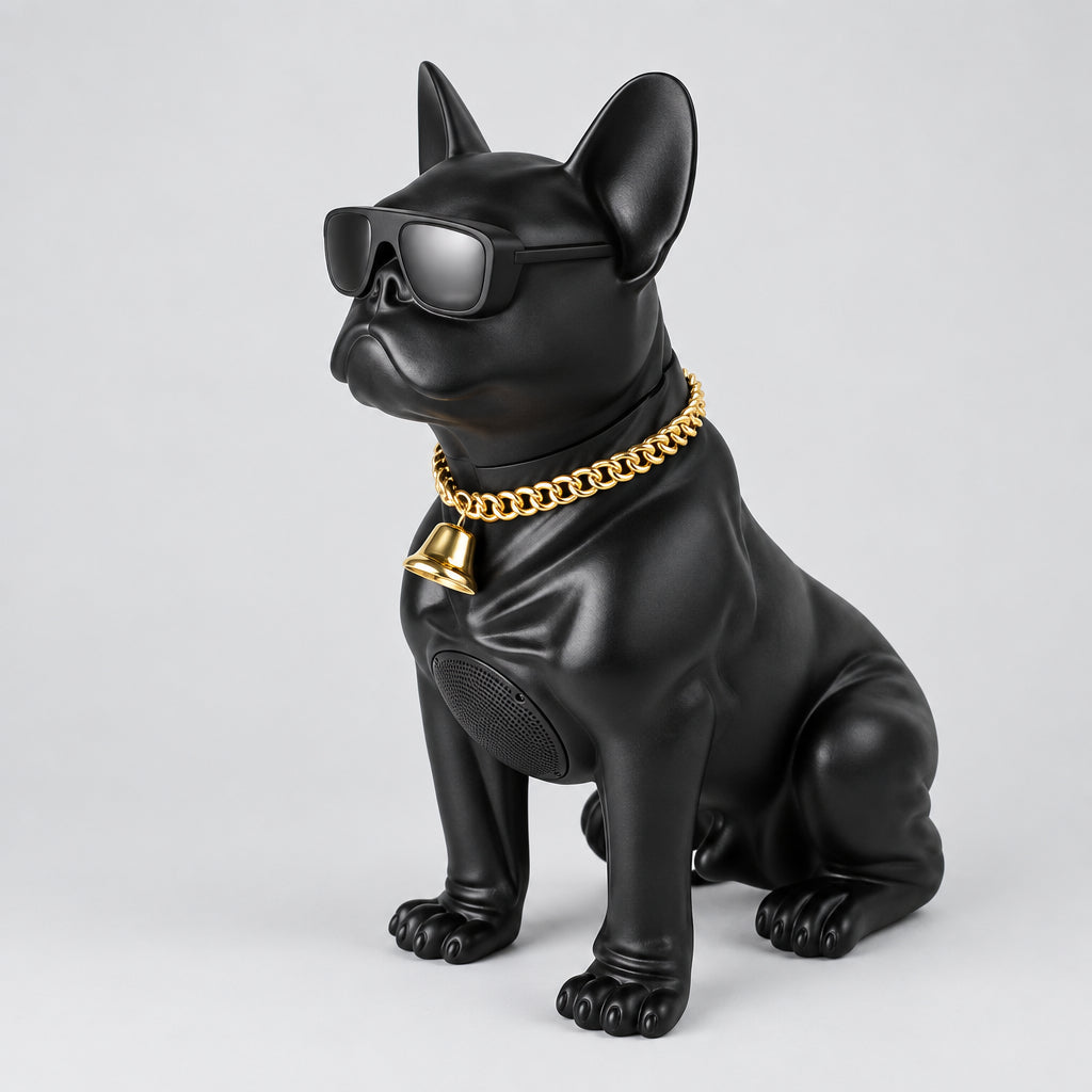 WOOOF Max Power Bulldog Style Speaker MD566 LED Lighting Bluetooth Portable Speaker, Black