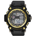 54mm Men's Military Alarm Army Water Resistant Sport Women Digital Quartz Watch (Black/Gold)