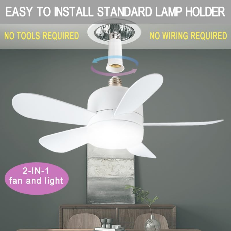 Vilofal Socket Ceiling Fans with LED Lights