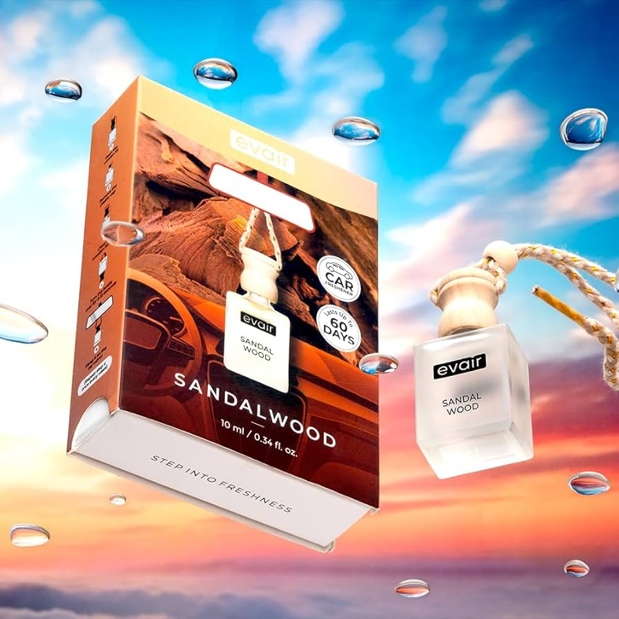 Evair Sandalwood Car Air Freshener (10 ml Hanging Diffuser) - Image 2