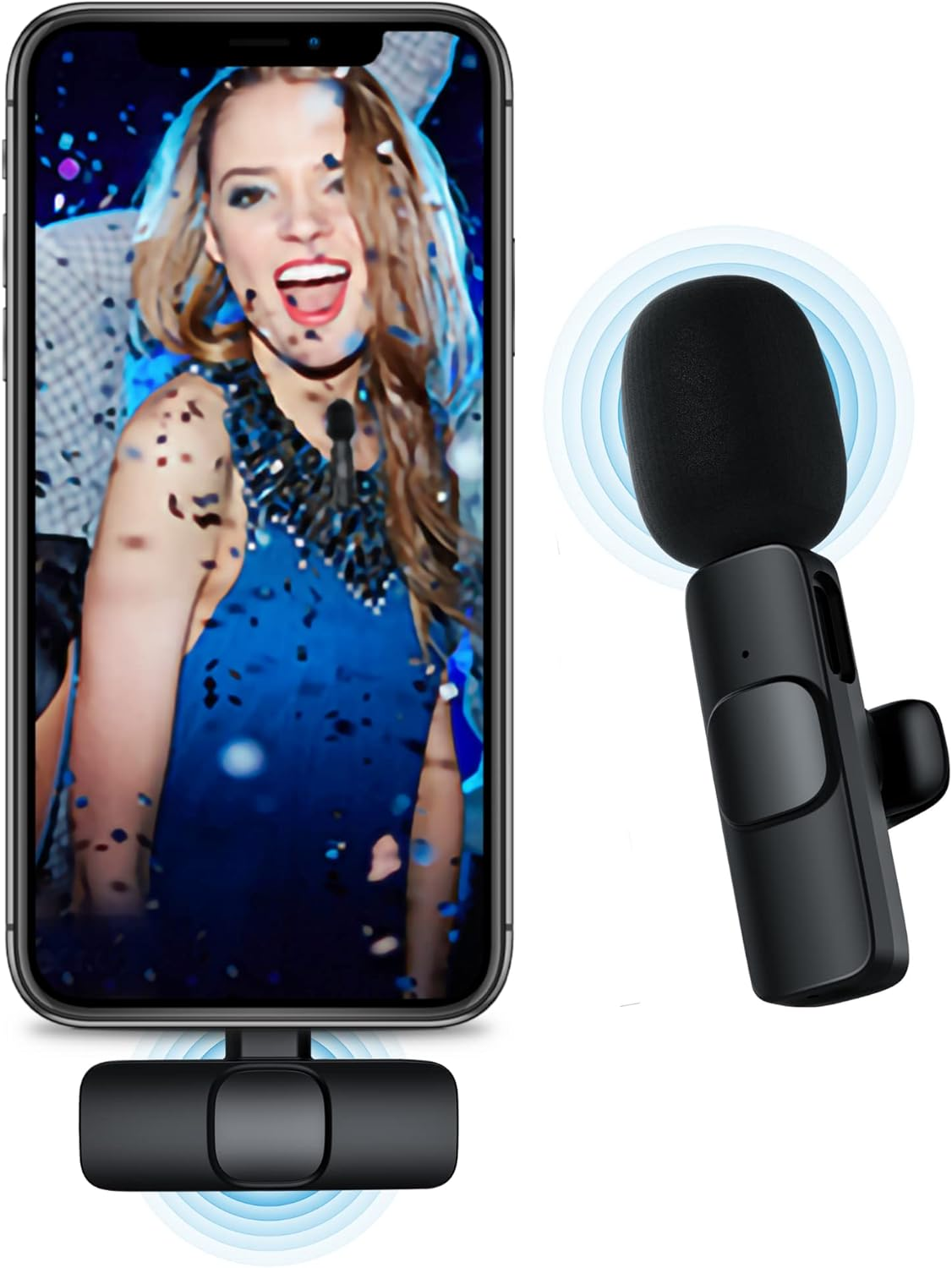 Wireless Lavalier Microphone Compatible with iPhone