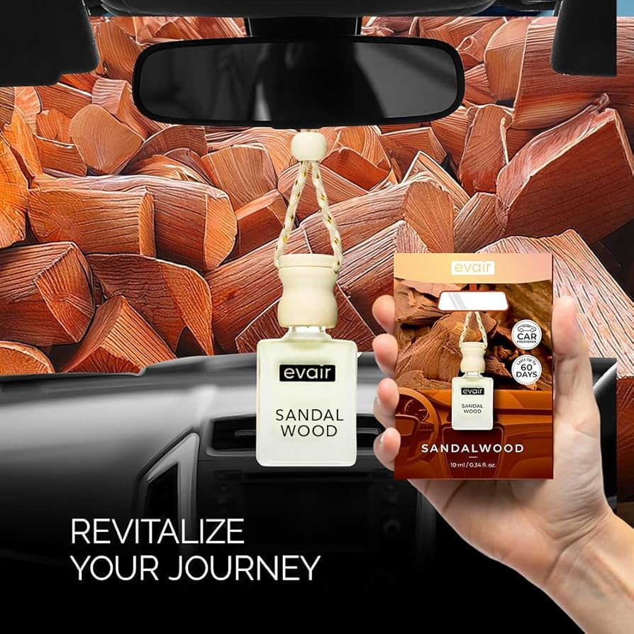 Evair Sandalwood Car Air Freshener (10 ml Hanging Diffuser) - Image 4