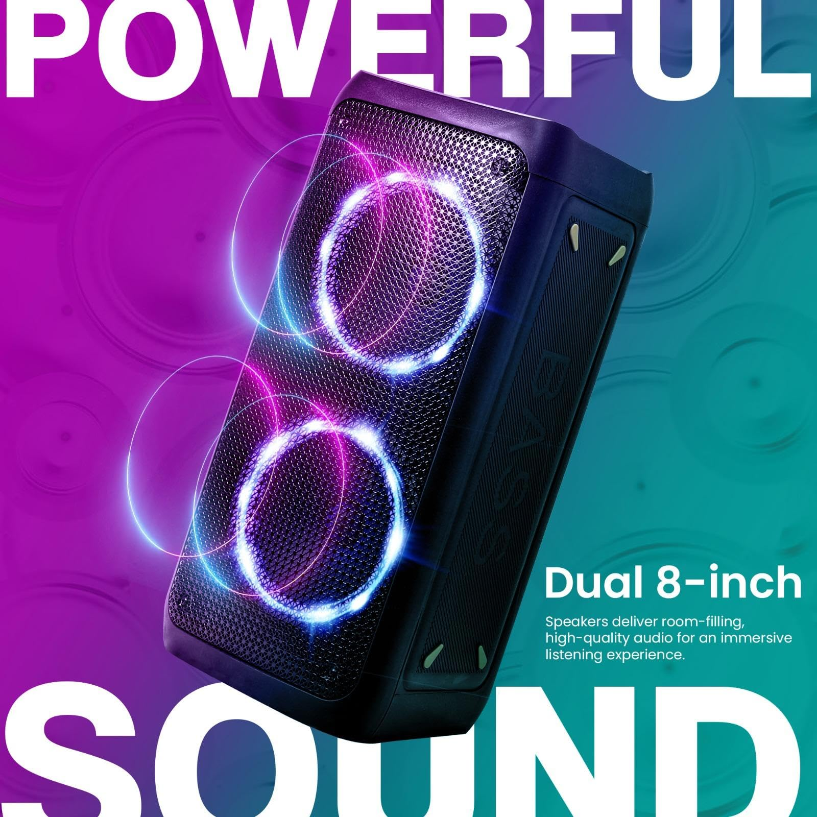 Exotic Audio Dual 8-Inch Wireless Bluetooth Speaker – Portable Party Speaker with Powerful Bass - Image 2
