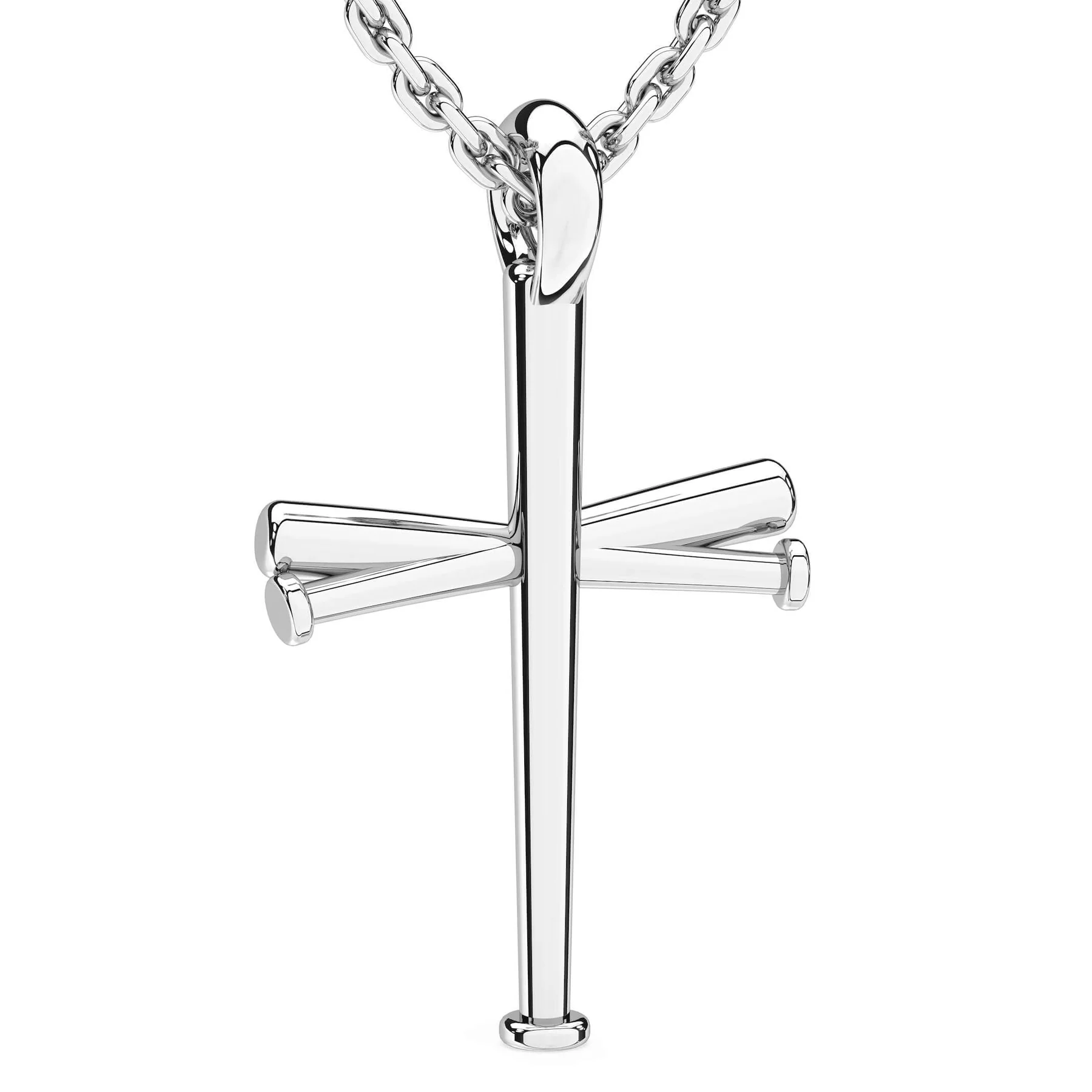Cross Necklace – Baseball Bats Athletes Cross Pendant Chain