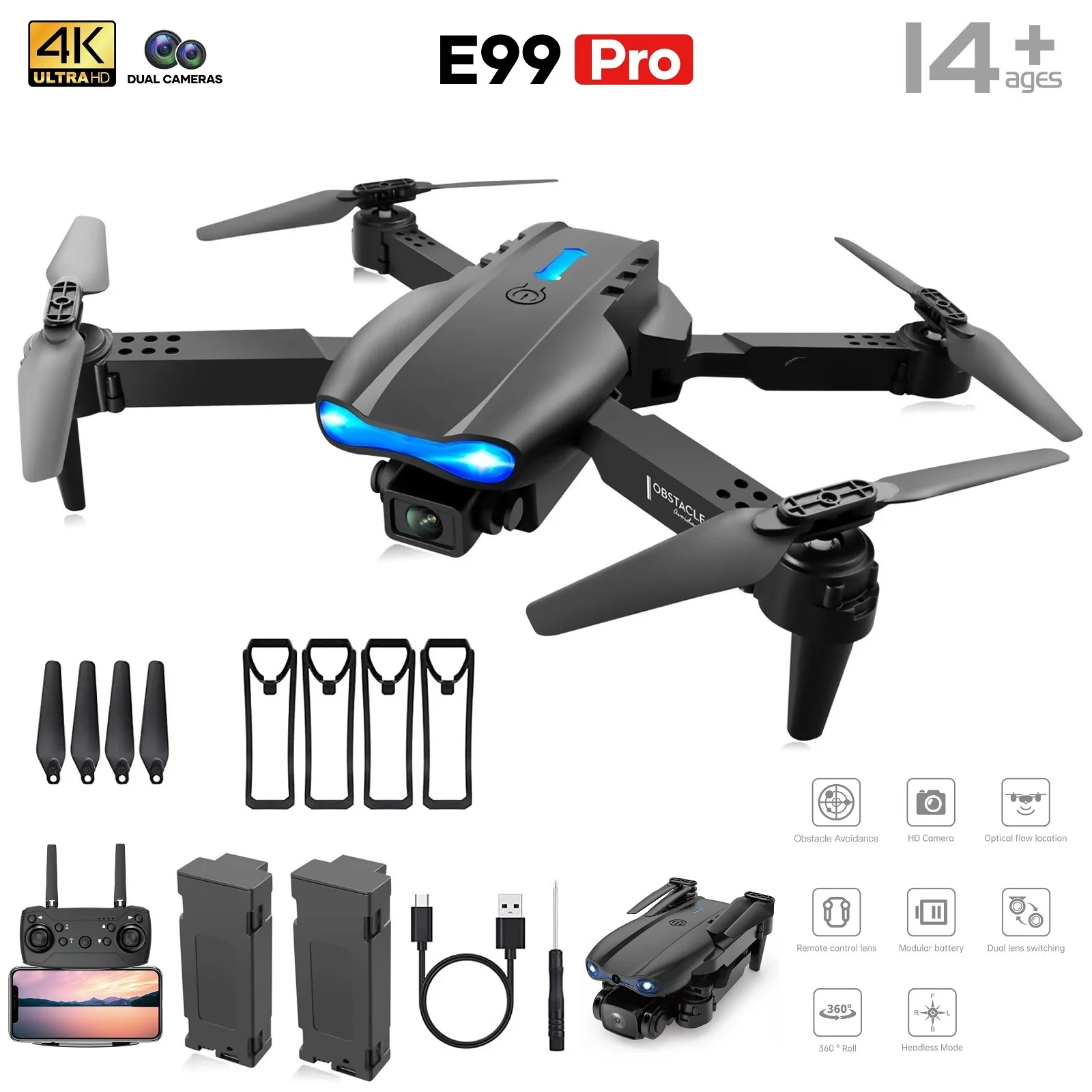 Dual Camera Drone for Adults and Kids – HD FPV Drone with WiFi, Foldable Design & Easy Controls